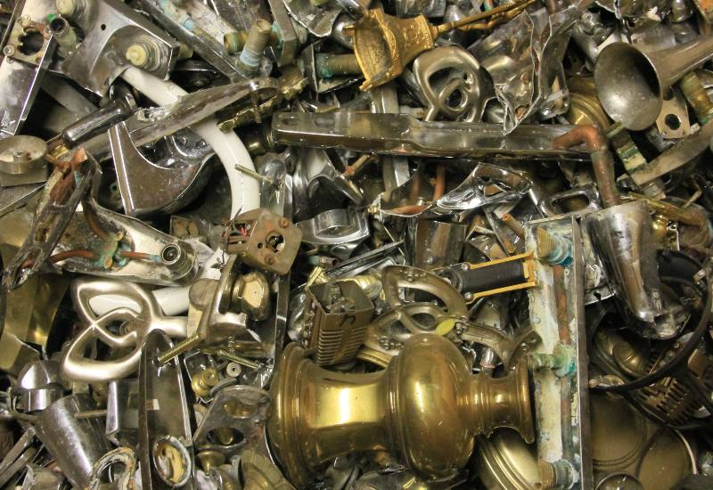 Stack of Brass Scrap Ready for Recycling at North Star Metal Recycling in Vancouver