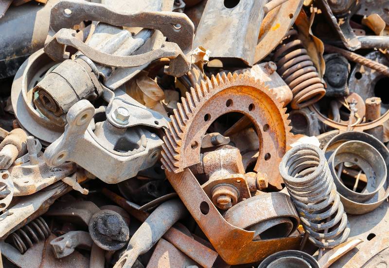 Stack of Various Metals Ready to Be Recycled at North Star Metal Recycling in Vancouver